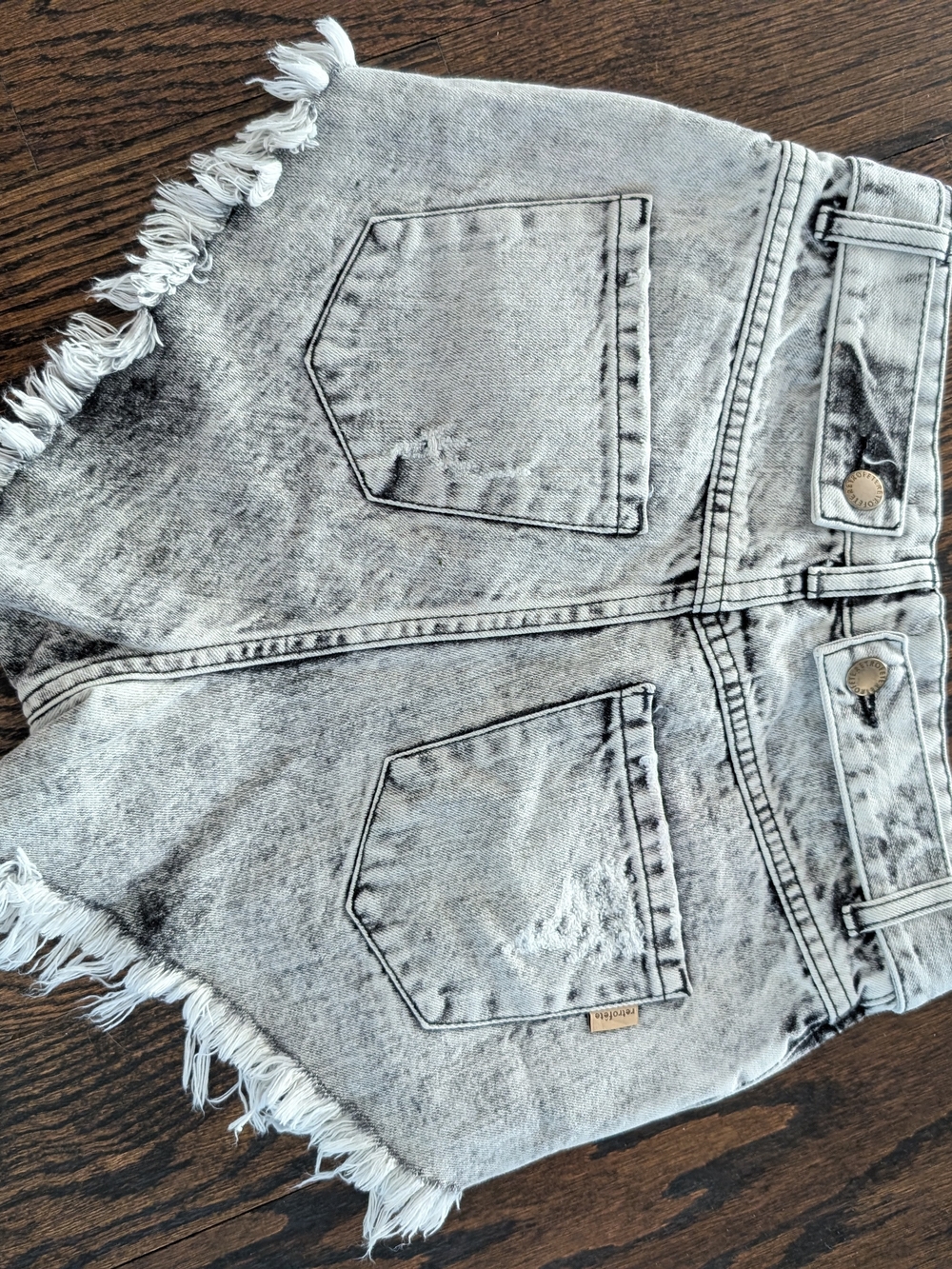 Retrofete Black & White Acid Wash Jean Shorts - Picture 3 of 4